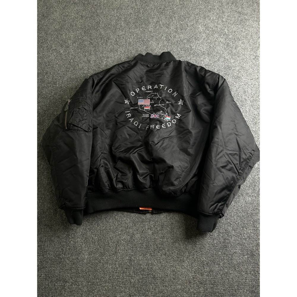 Men's Nordic Army Operation Iraqi Freedom Embroidered Bomber Jacket, Size XL